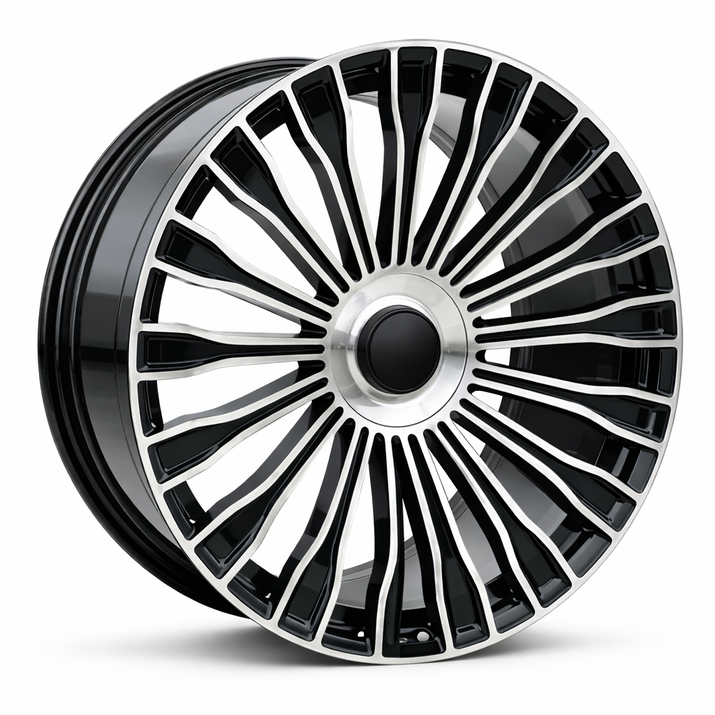 Mercedes MB 24 21x9 5x112 et34 66.5 BLACK MACHINE FACE