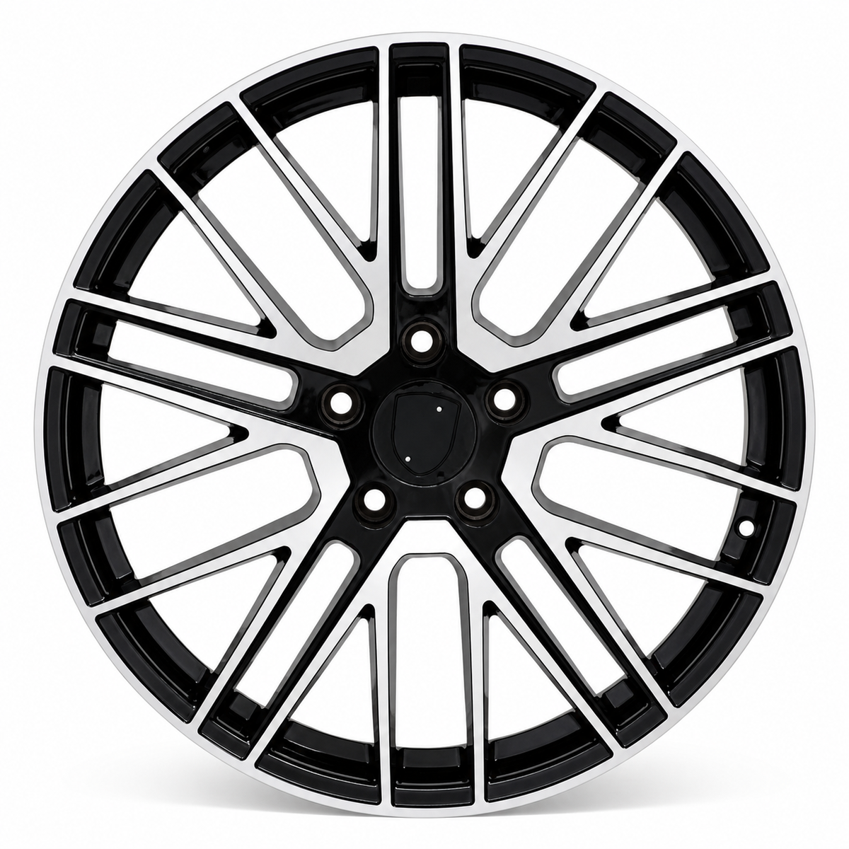 Porsche PR 28 21x11.5 5x130 et69 71.6 BLACK MACHINE FACE