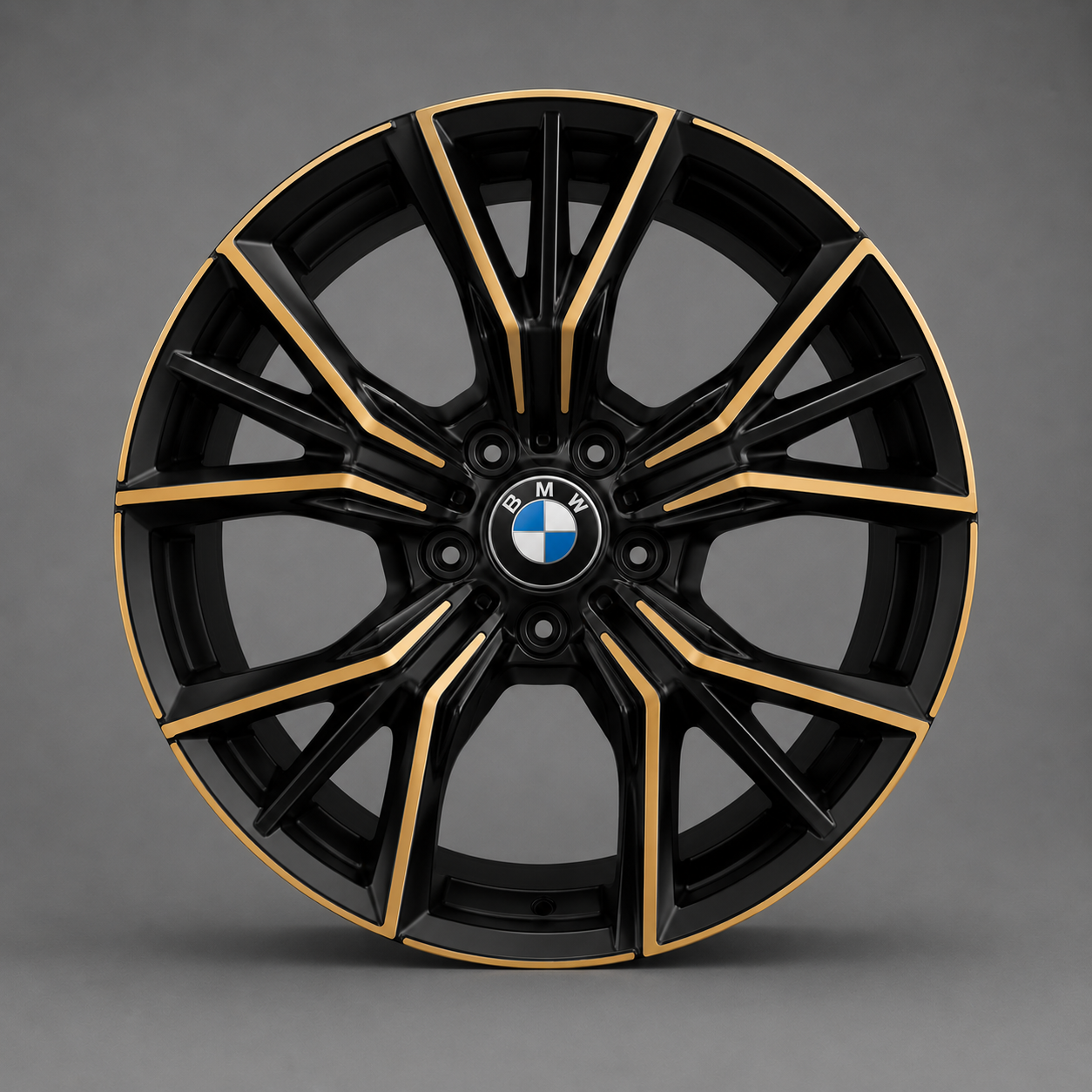 Model 155 20x9.5 5x112 et35 66.45 Black Gold Milled