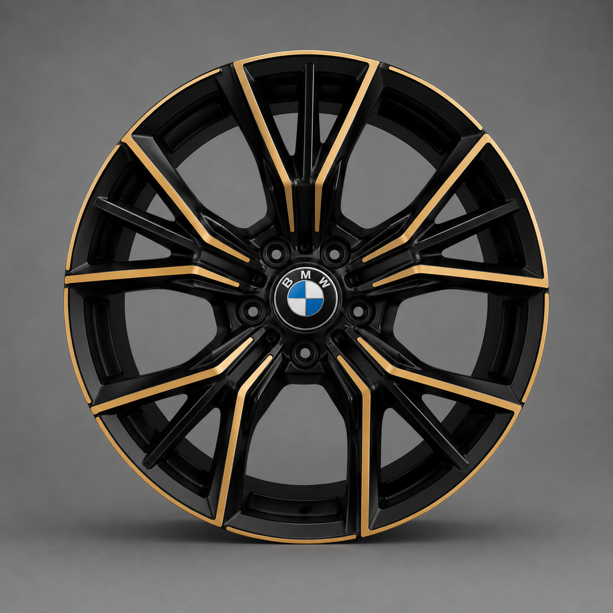 Model 155 20x9.5 5x112 et35 66.45 Black Gold Milled