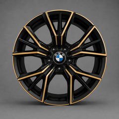 Model 155 20x9.5 5x112 et35 66.45 Black Gold Milled